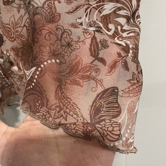 Y2K Sheer Fairy Babydoll Tank SIze Small Brown Mesh Butterfly Lightweight Boho - Picture 4 of 4
